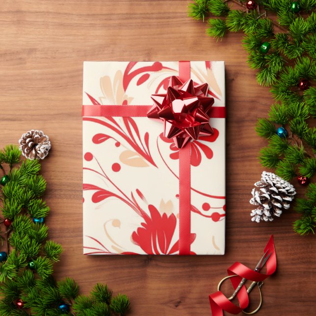 Papel De Regalo Patrones de Navidades festivos rojos y blancos (Regalo de vacaciones)