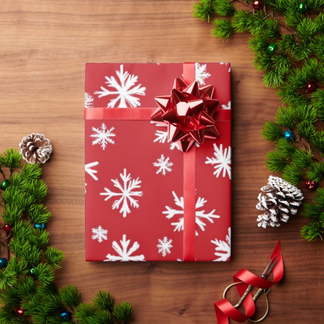 Papel De Regalo Patrones de Navidades festivos rojos y blancos (Regalo de vacaciones)