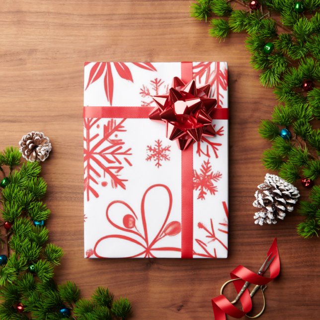 Papel De Regalo Patrones de Navidades festivos rojos y blancos (Regalo de vacaciones)