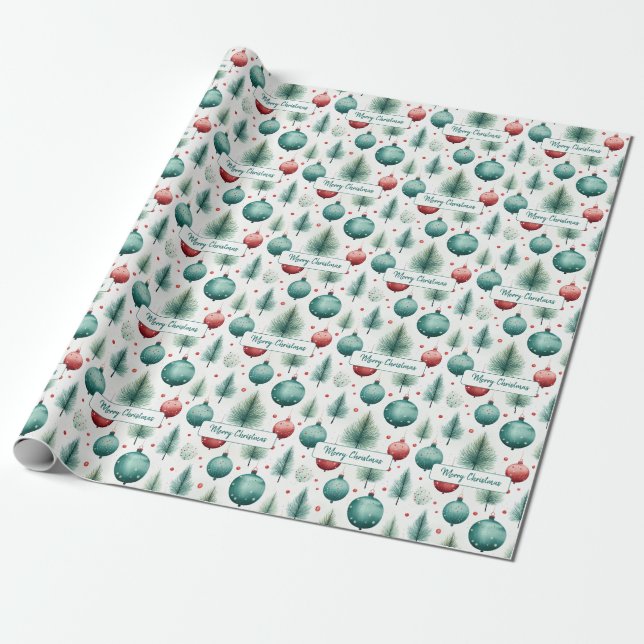 Papel De Regalo Patrones de Navidades verdes y rojos - (Desenrollado)