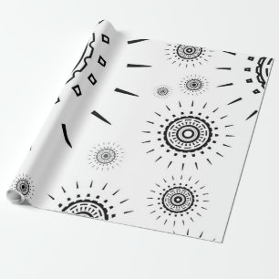 Papel De Regalo Patrones de ráfagas negras sobre blanco