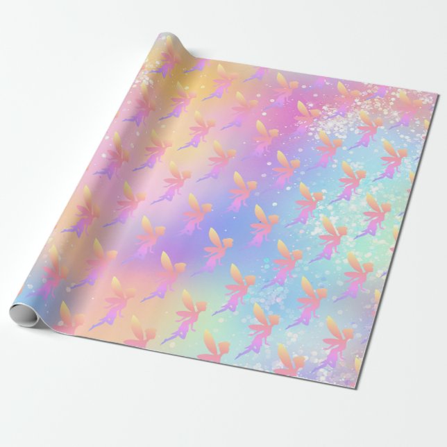 Papel De Regalo patrones de silueta de hada blanca (Desenrollado)