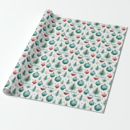 Papel De Regalo Patrones Navideños Verdes y Rojos -