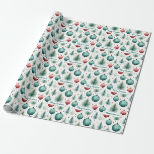 Papel De Regalo Patrones Navideños Verdes y Rojos -