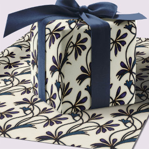 Papel De Regalo Patrones orgánicos de índigo violeta sin foco