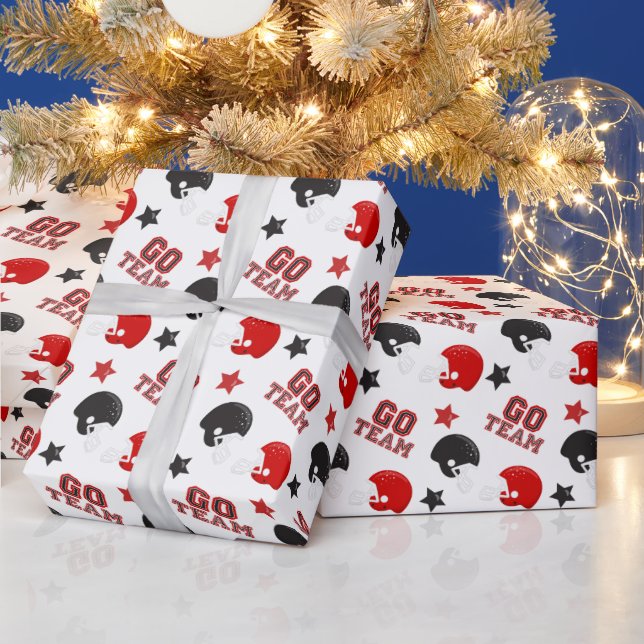 Papel De Regalo Patrones rojo y negro del fútbol americano (Vacaciones)