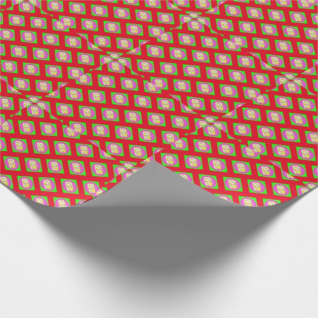 Papel De Regalo Patrones verde lima y púrpura brillante (Esquina)