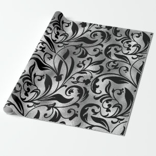Papel De Regalo Patten básico de color negro y plateado sin proble