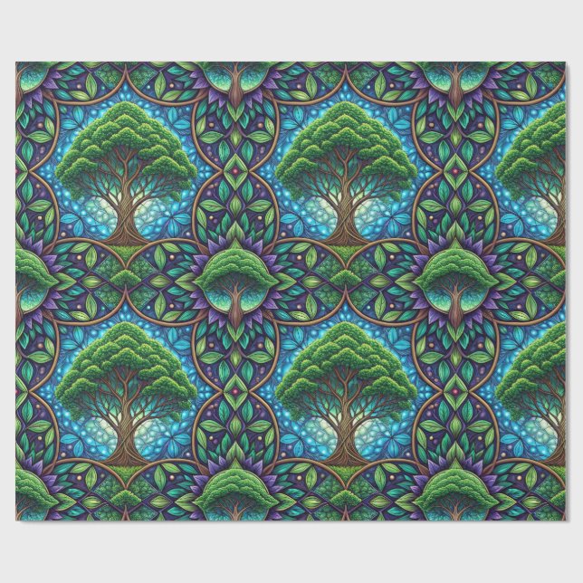 Papel De Regalo Patterned wrapping paper with vibrant green (Superficie plana)