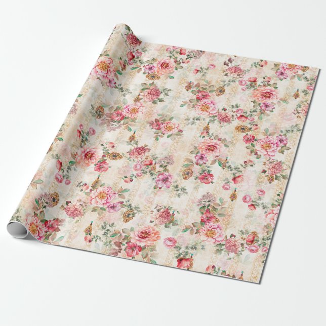 Papel De Regalo Patternsabstract textil de textura floral, ba (Desenrollado)
