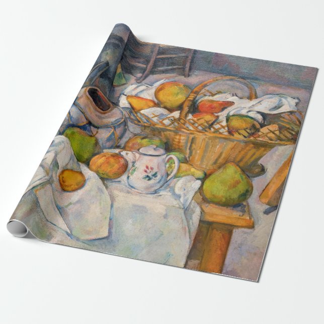 Papel De Regalo Paul Cezanne - Todavía la vida con una canasta (Desenrollado)