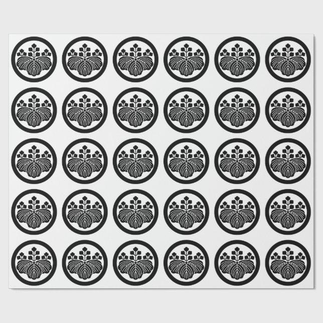 Papel De Regalo Paulownia con 5-3 flores en círculo (Superficie plana)