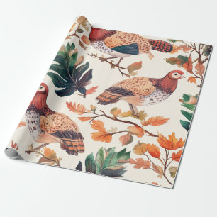 Papel De Regalo Pavo de Acción de Gracias Pluma Patrón Otoño
