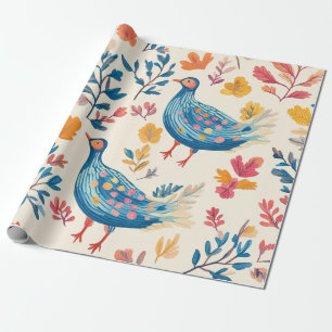 Papel De Regalo Pavo de Otoño Colorido con Tonos Cálidos