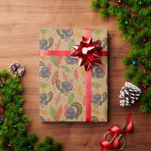Papel De Regalo Pavo Glotón En El Patrón Del Bosque