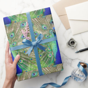Papel De Regalo Pavo Real Azul Indio