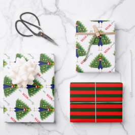 Papel de regalo Pavo Real de Navidad Hoja plana ju