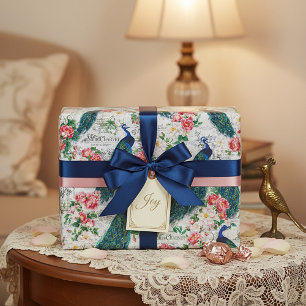 Papel De Regalo Pavo real y rosas