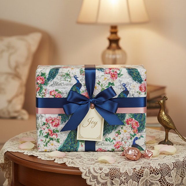 Papel De Regalo Pavo real y rosas (Subido por el creador)