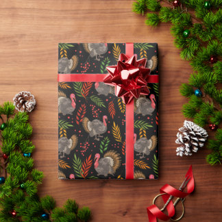Papel De Regalo Pavo Silbador En El Patrón Del Bosque