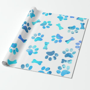 Papel De Regalo Paw de color azul imprime cumpleaños