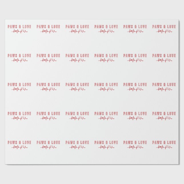 Papel De Regalo Paws and Love Cute Pet Lover Typography Animal lov (Superficie plana)