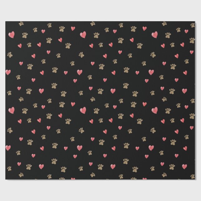 Papel De Regalo Paws Hearts (Superficie plana)