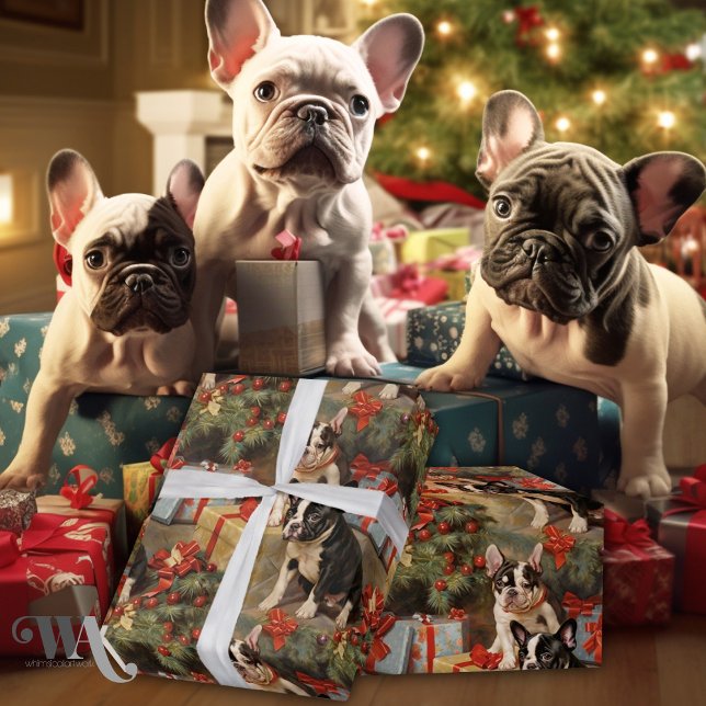 Papel De Regalo Paws & Presenta Navidades de Bulldog franceses (Subido por el creador)