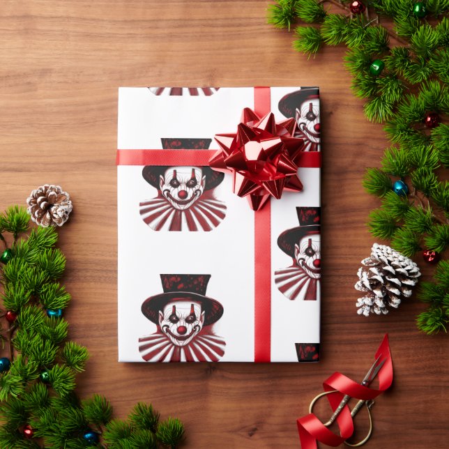 Papel De Regalo Payaso de circo retro rojo y negro trepidante (Regalo de vacaciones)