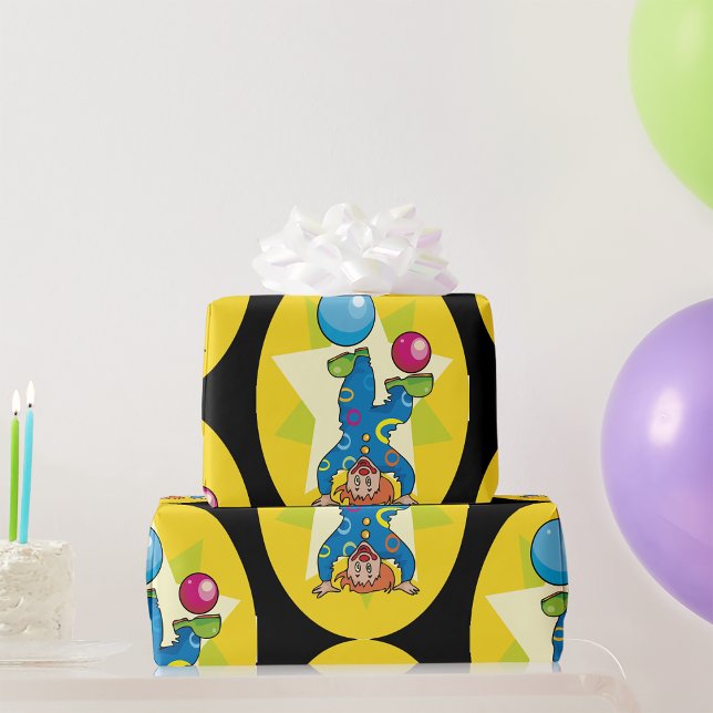 Papel De Regalo Payaso Equilibrando Bolas Diversión Circo (Subido por el creador)