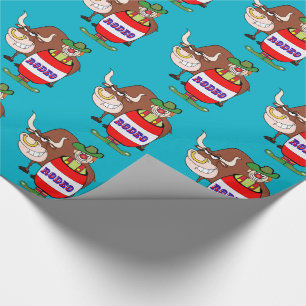 Papel De Regalo Payaso occidental del rodeo en barril y Bull