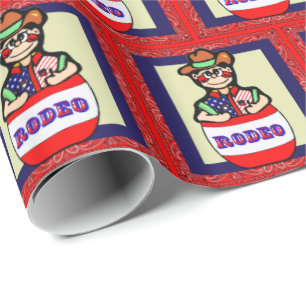 Papel De Regalo Payaso Rodeo Occidental En Bandana Roja Barrel