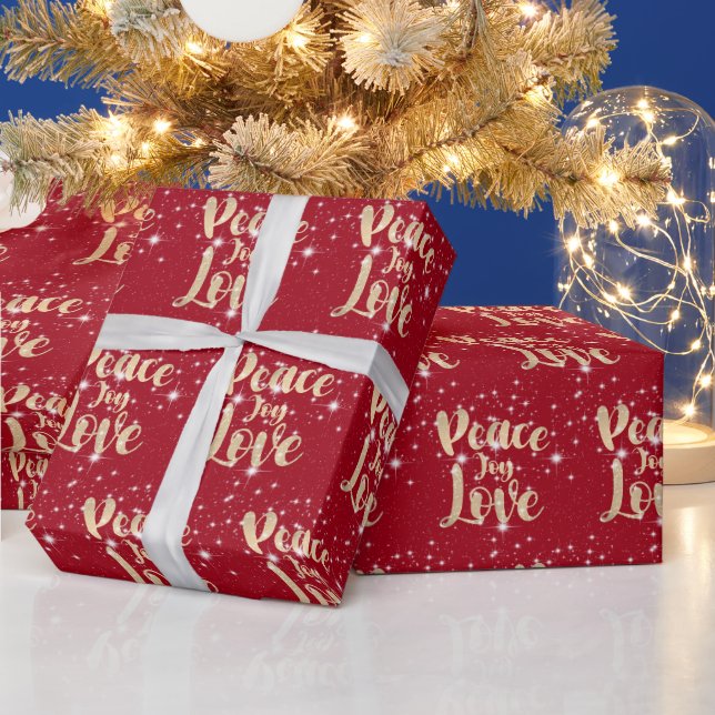 Papel De Regalo Paz Alegría Amor con Estrellas (Vacaciones)