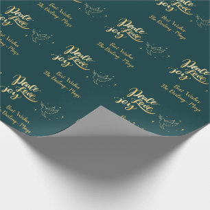 Papel De Regalo Paz Amor Alegría Personalizada Navidad Verde y Dor
