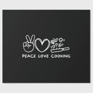 Papel De Regalo Paz, Amor Cocina Retro Amante De La Cocina Chef Co