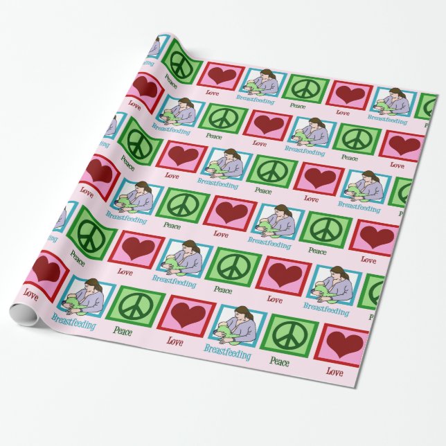 Papel De Regalo Paz Amor Lactancia Consultora (Desenrollado)