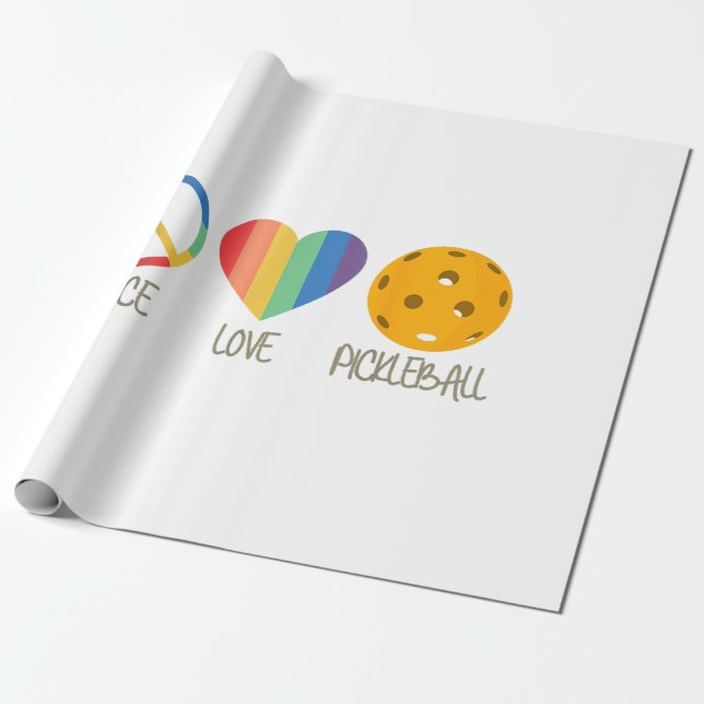 Papel De Regalo Paz Amor Pickleball  (Desenrollado)
