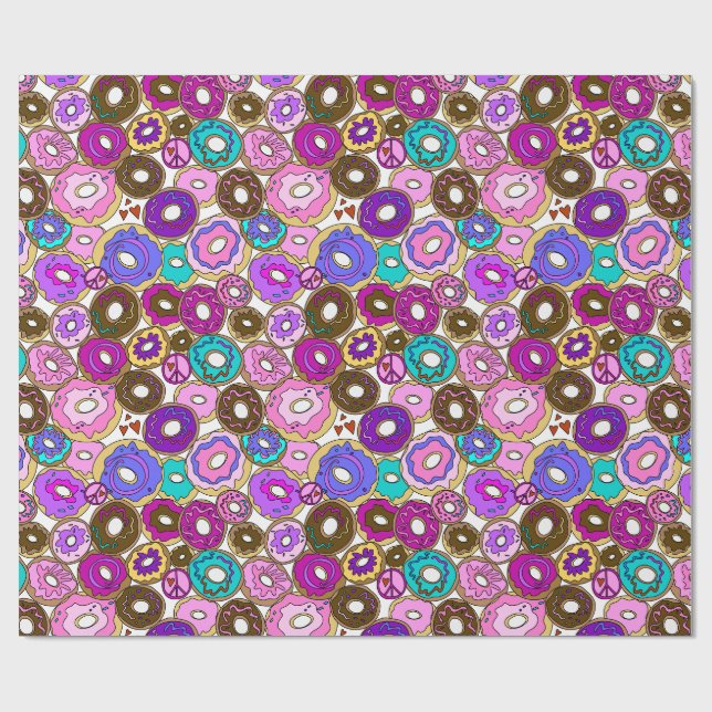 Papel De Regalo Paz Amor y Donas (Superficie plana)
