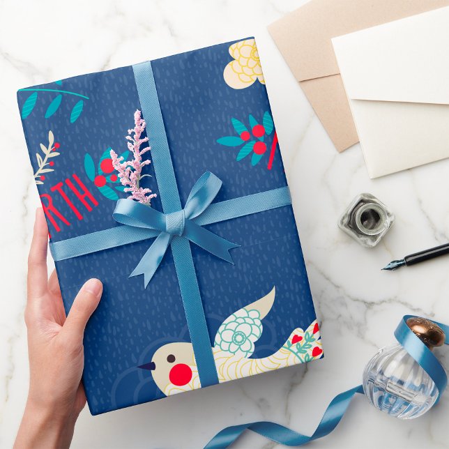 Papel De Regalo Paz en la Tierra Arte Popular Pájaro (Subido por el creador)