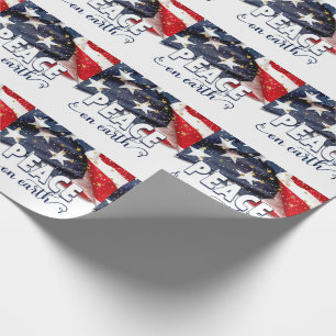 Papel De Regalo Paz en la Tierra Bandera Estadounidense Navidades 