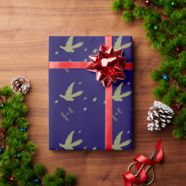 Papel De Regalo Paz En Navidad Con Paloma En Vuelo Festivo