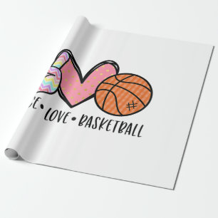 Papel De Regalo Peace Love Basketball Heart for Women Adolescentes