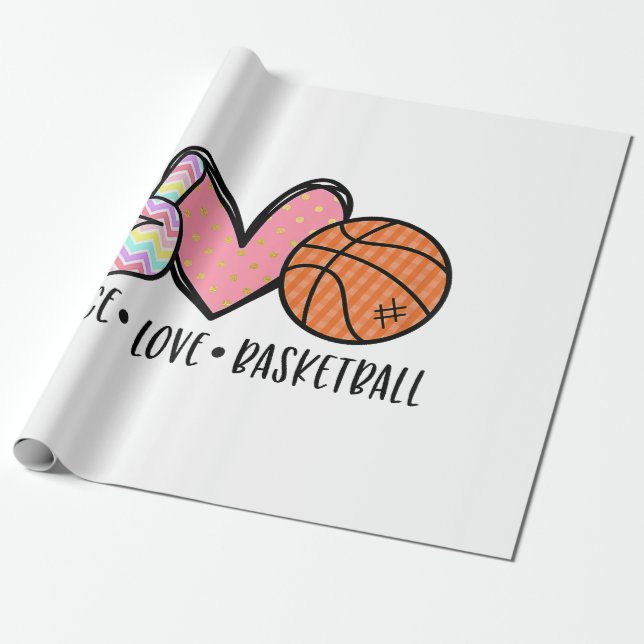 Papel De Regalo Peace Love Basketball Heart for Women Adolescentes (Desenrollado)