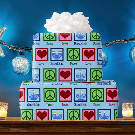 Papel De Regalo Peace Love Hanukkah