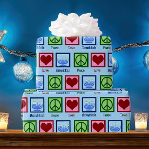 Papel De Regalo Peace Love Hanukkah