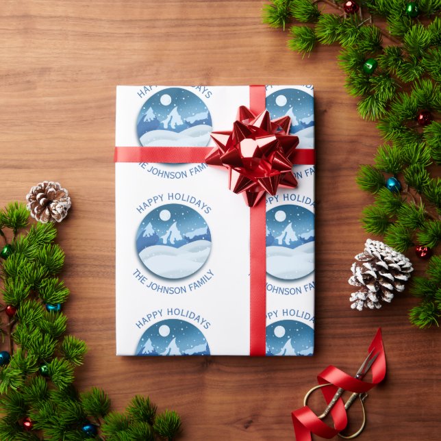 Papel De Regalo Peaceful Frosted Landscape Custom (Regalo de vacaciones)