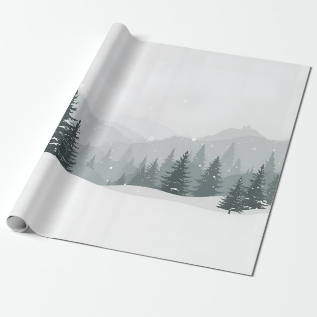 Papel De Regalo Peaceful Winter – Minimal Landscape Design (Desenrollado)