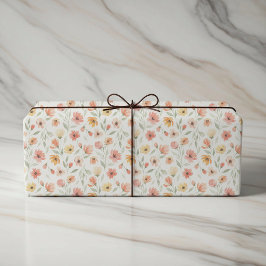 Papel De Regalo Peach and Coral Floral Wedding Wrapping Paper