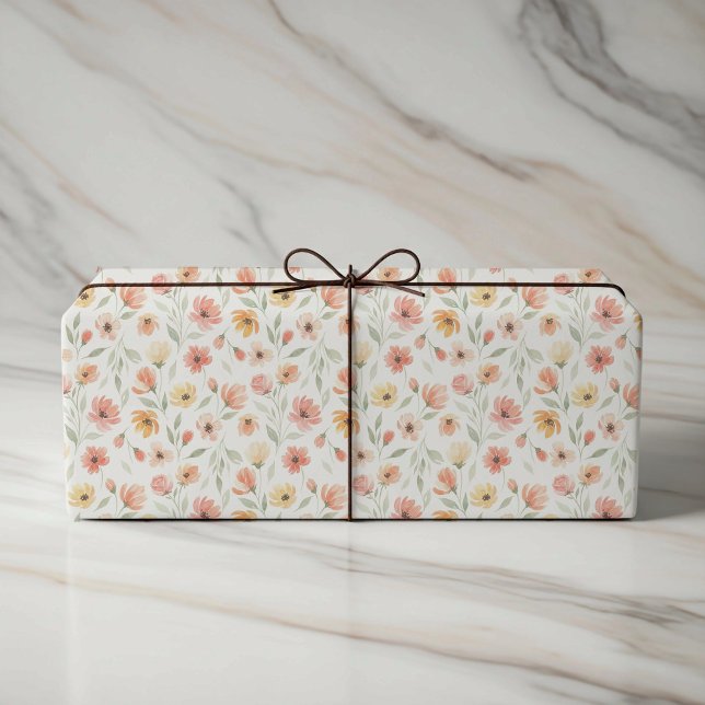 Papel De Regalo Peach and Coral Floral Wedding Wrapping Paper (Subido por el creador)