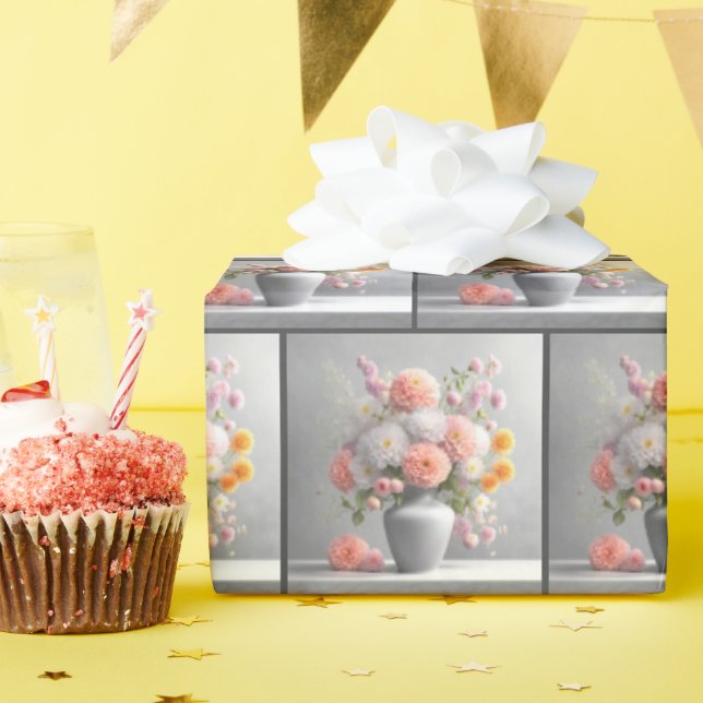 Papel De Regalo Peach and White Dahlia Bouquet (Fiesta de cumpleaños )